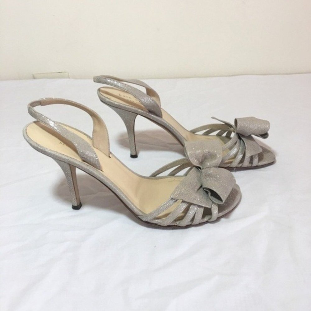 Kate spade bow  silver shimmer heels
